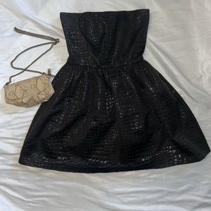 Aqua black peplum cocktail dress